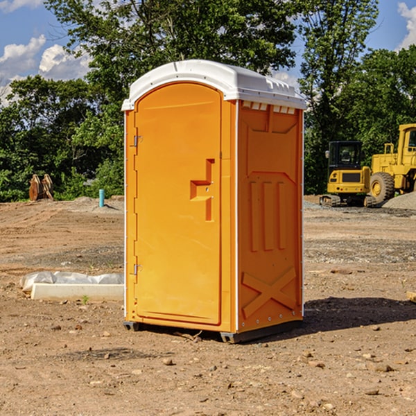 how often are the porta potties cleaned and serviced during a rental period in Tribune